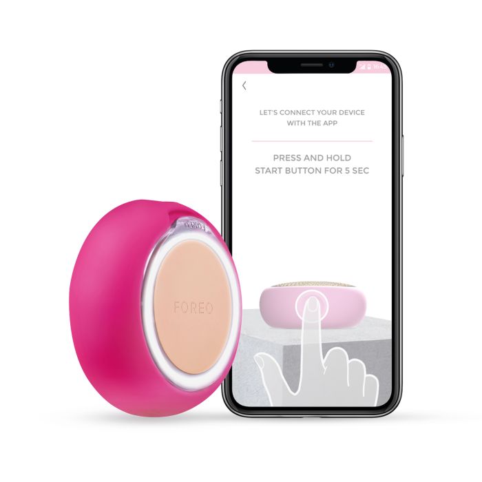 Naprava Foreo UFO 2 Fuchsia se poveže z mobilnim telefonom